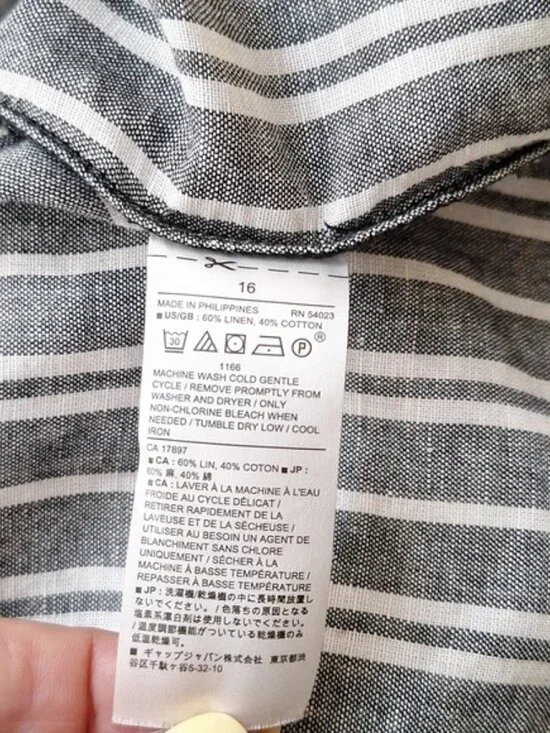 Banana Republic Black White Linen Blend Stripe Midi Shirt Dress Sz 16 pockets - Picture 6 of 10